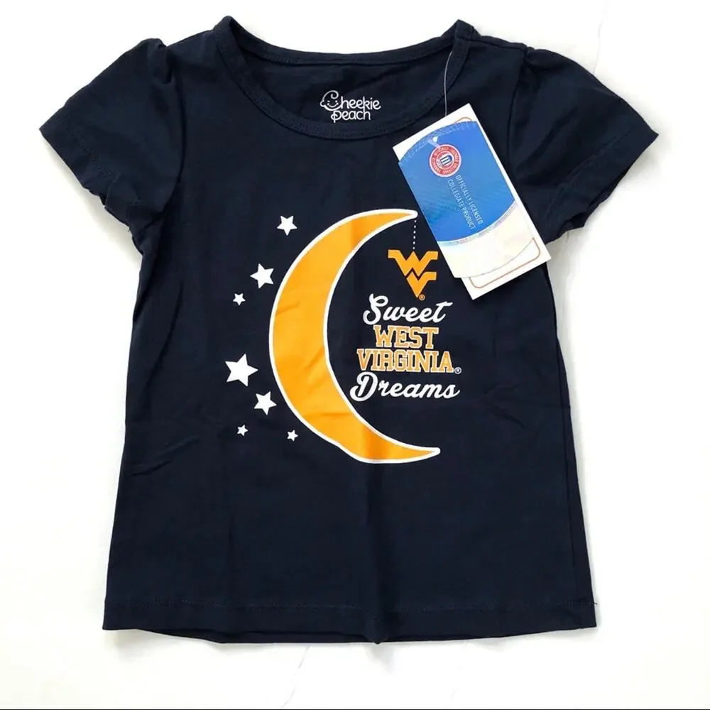 Cheekie Peach Blue Yellow Sweet Dreams West Virginia University Moon Pajama Set